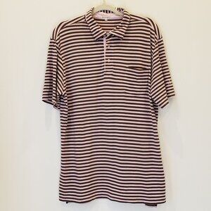 Peter Millar Pima Cotton Striped Collared Polo Short Sleeve Top Men's Size Large